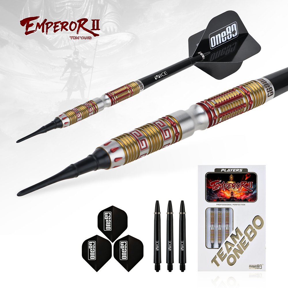 ONE80 Tom Yang Emperor II Gold 90% - Soft Tip Darts - Dartshopper.com