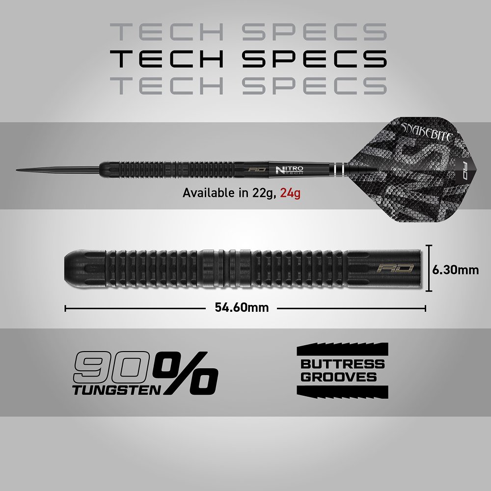Red Dragon Peter Wright Black Mamba 90% - Steel Tip Darts