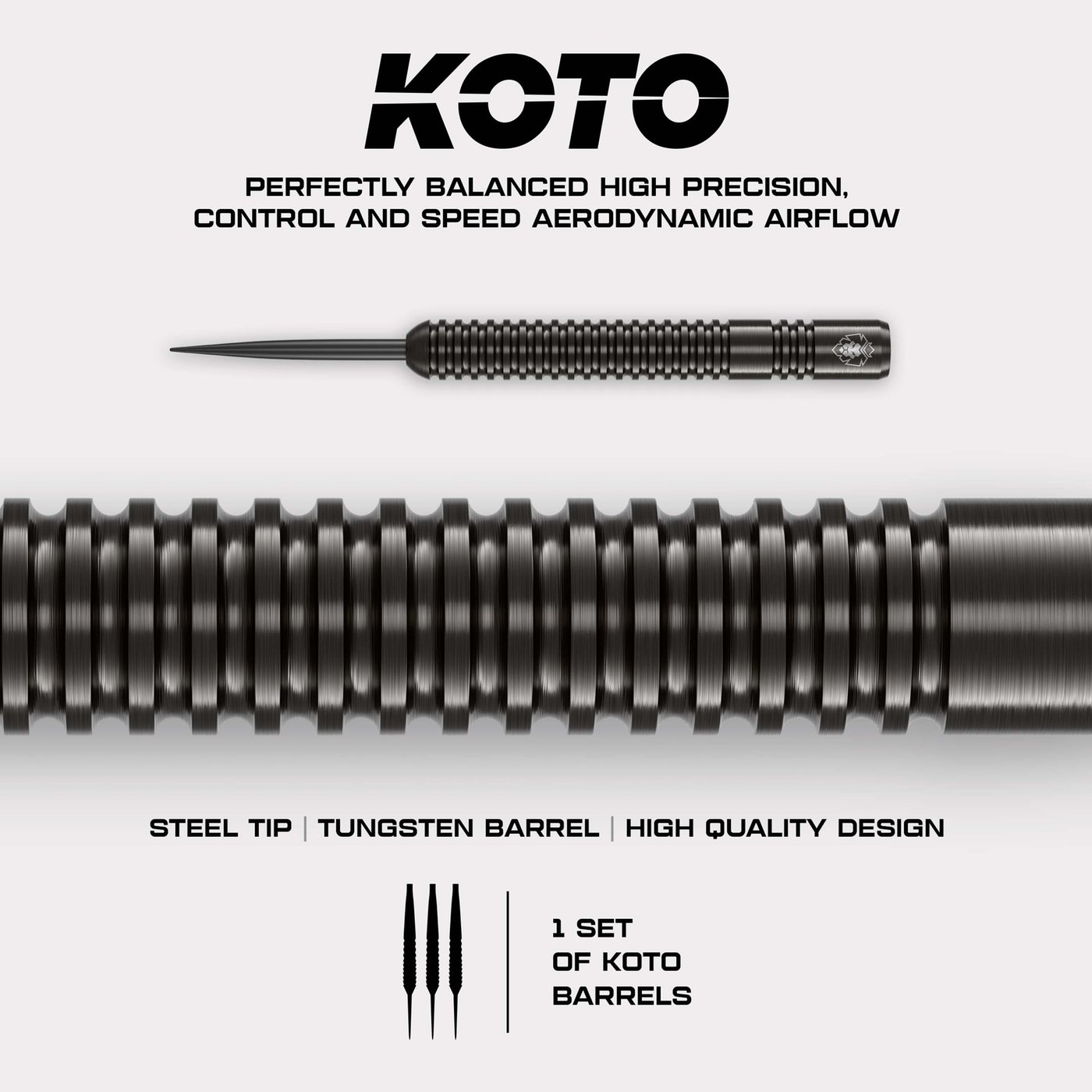 KOTO Sting Black Straight 90% - Steel Tip Darts - Dartshopper.com