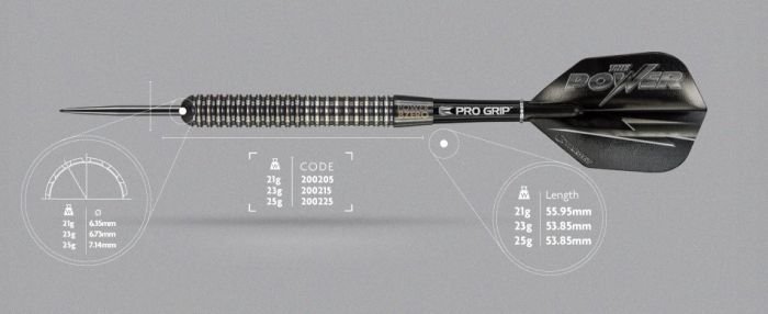 Phil Taylor Power 8ZERO Black Titanium S1 Soft Tip