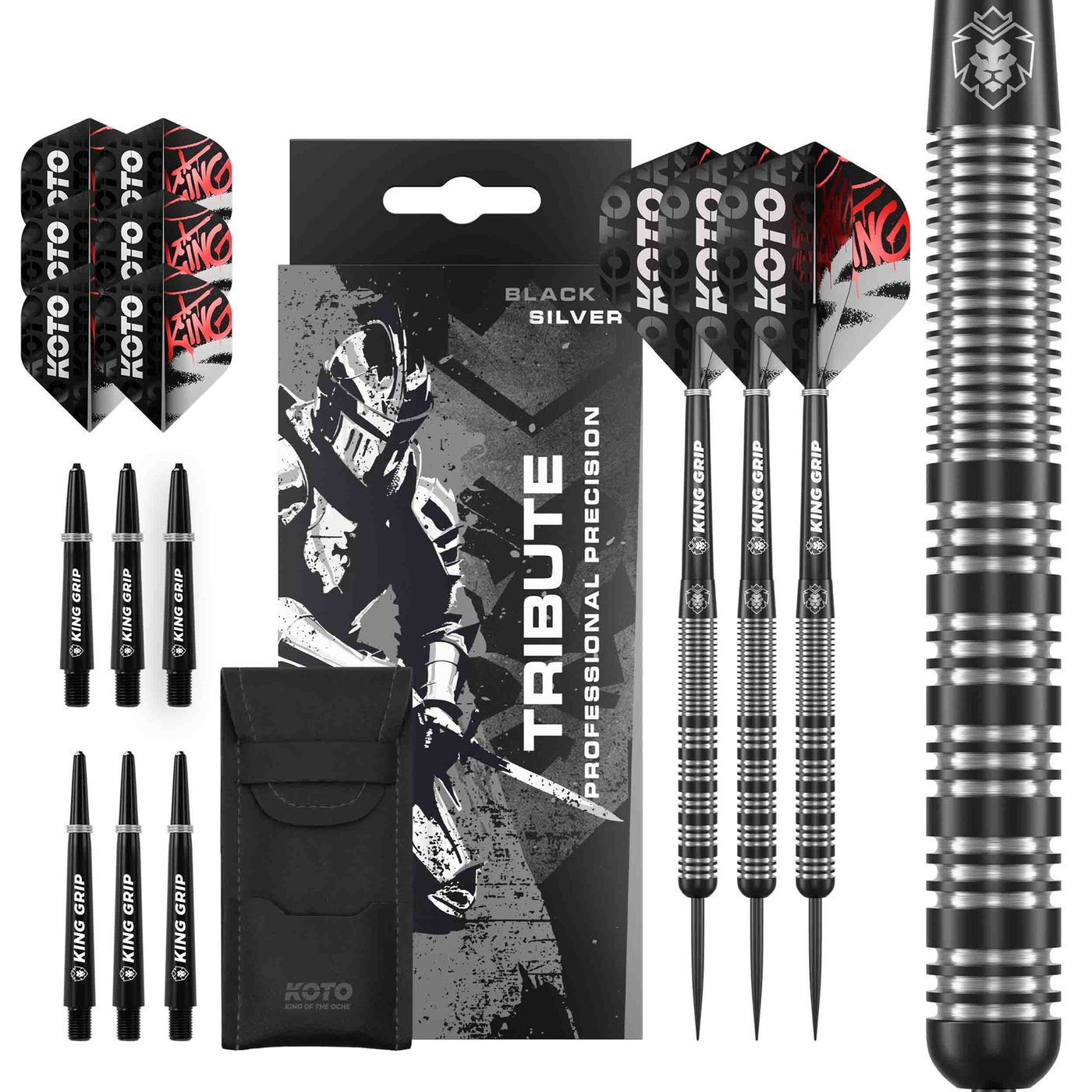 KOTO Tribute Black & Silver Tungsten Look - Steel Tip Darts