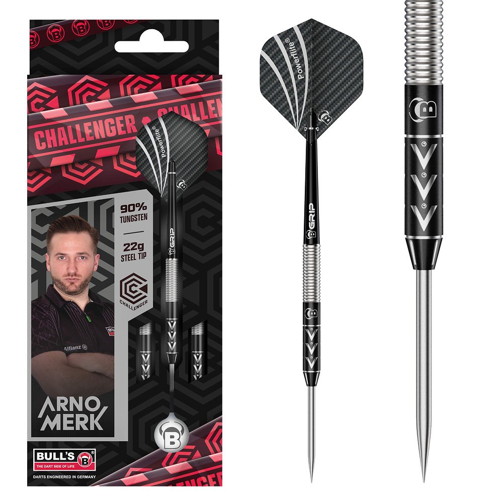 Dardos BULL'S Challenger Arno Merk 90% Punta de Acero