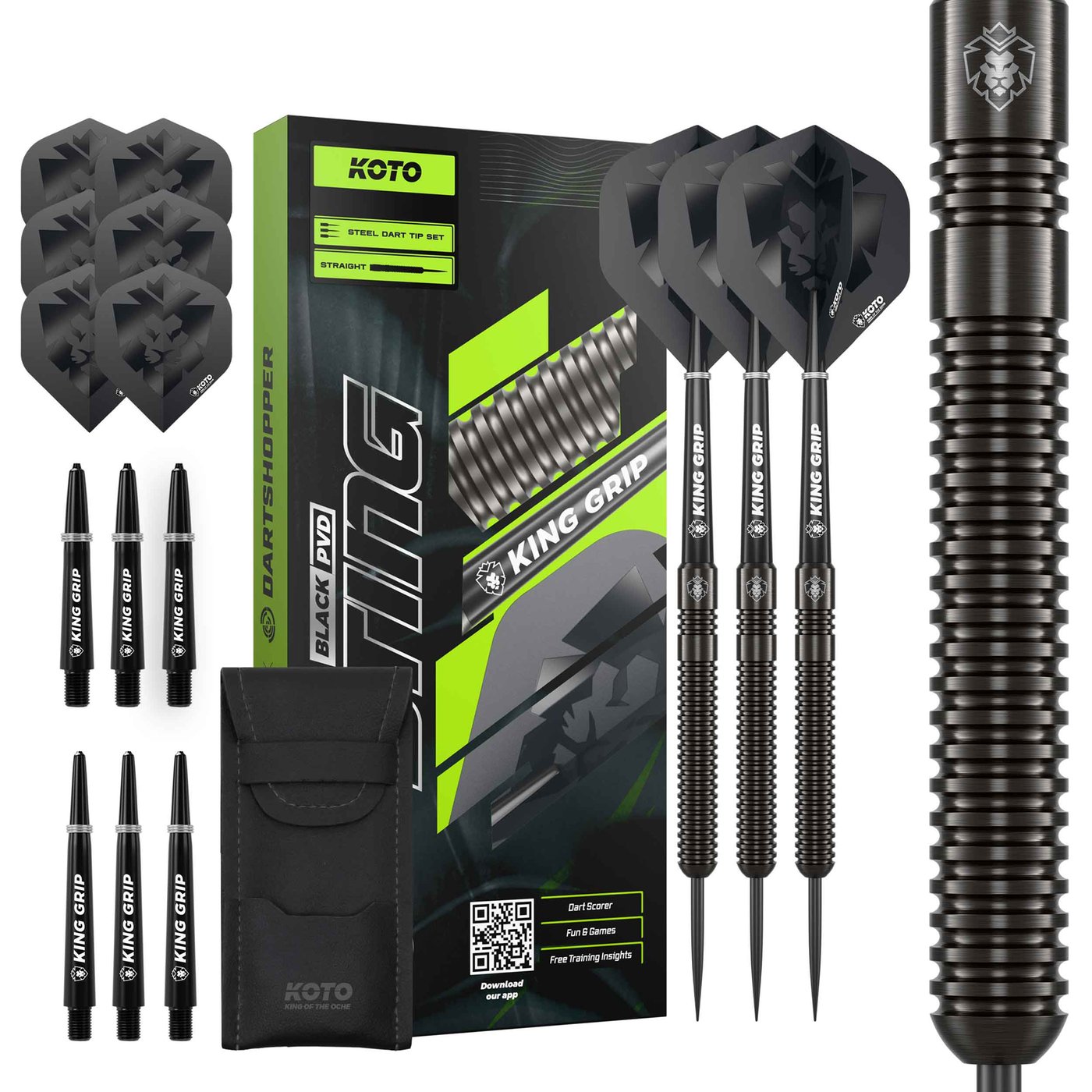 KOTO Sting Black Straight 90% - Steel Tip Darts