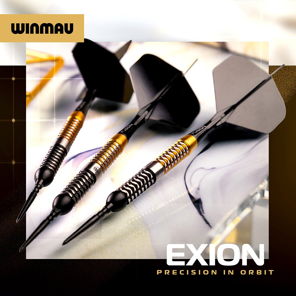 WINMAU Exion Fléchettes 90% Tungstène – Switch Point, Pointes Wave Et Smooth, 22-24g, Onyx Et Or
