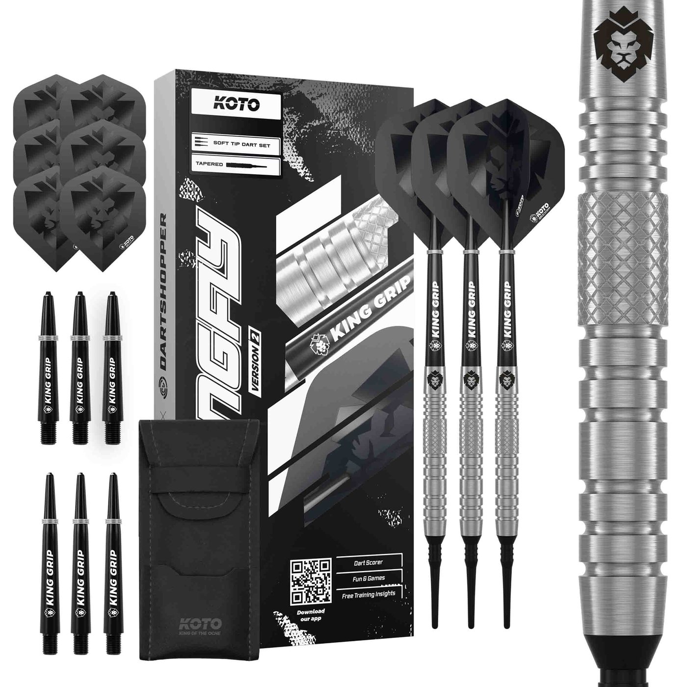 KOTO Kingfly V2 90% Soft Tip - Fléchettes pointe Plastique