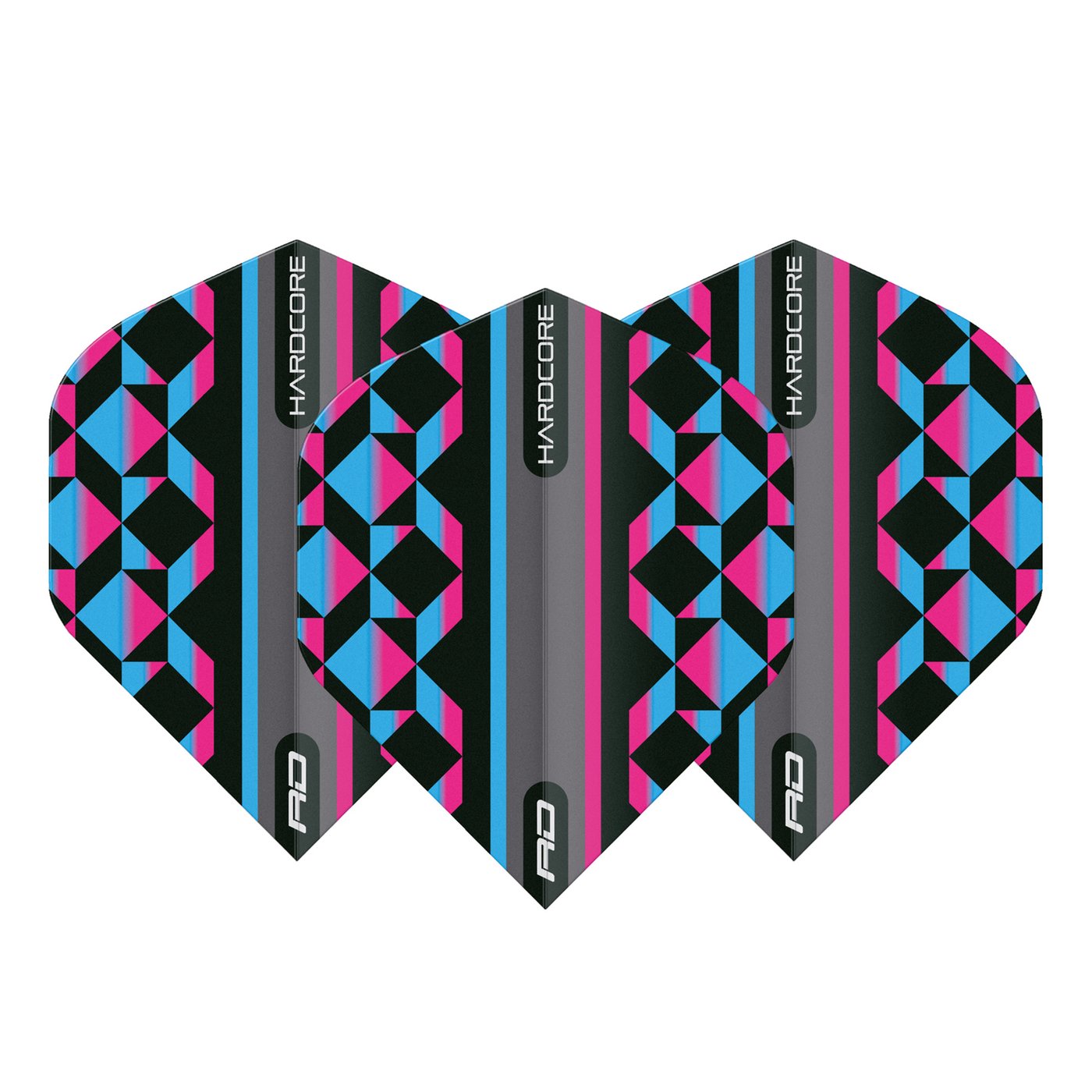 Red Dragon Hardcore Radical Pink, Blue & Black Geometric Darts Flights