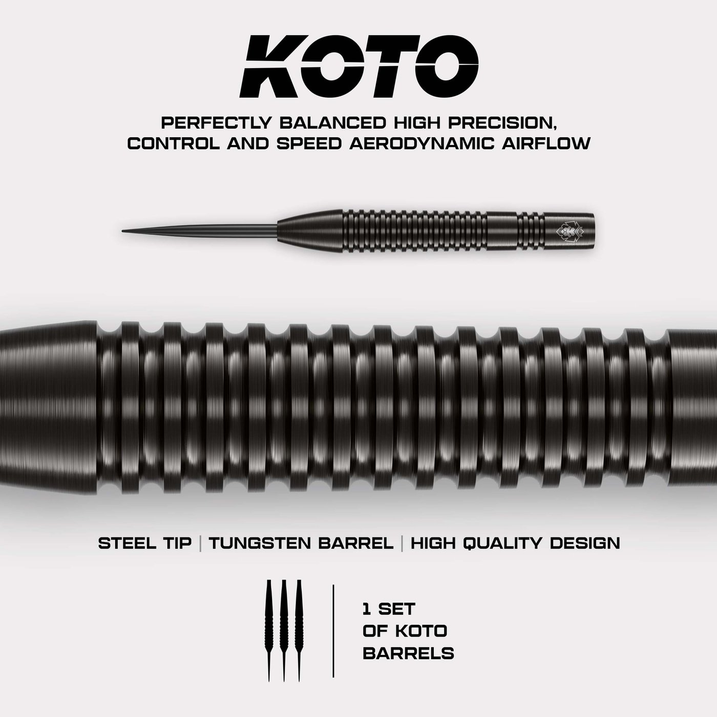 KOTO Sting Black Tapered 90% - Steel Tip Darts - Dartshopper.com