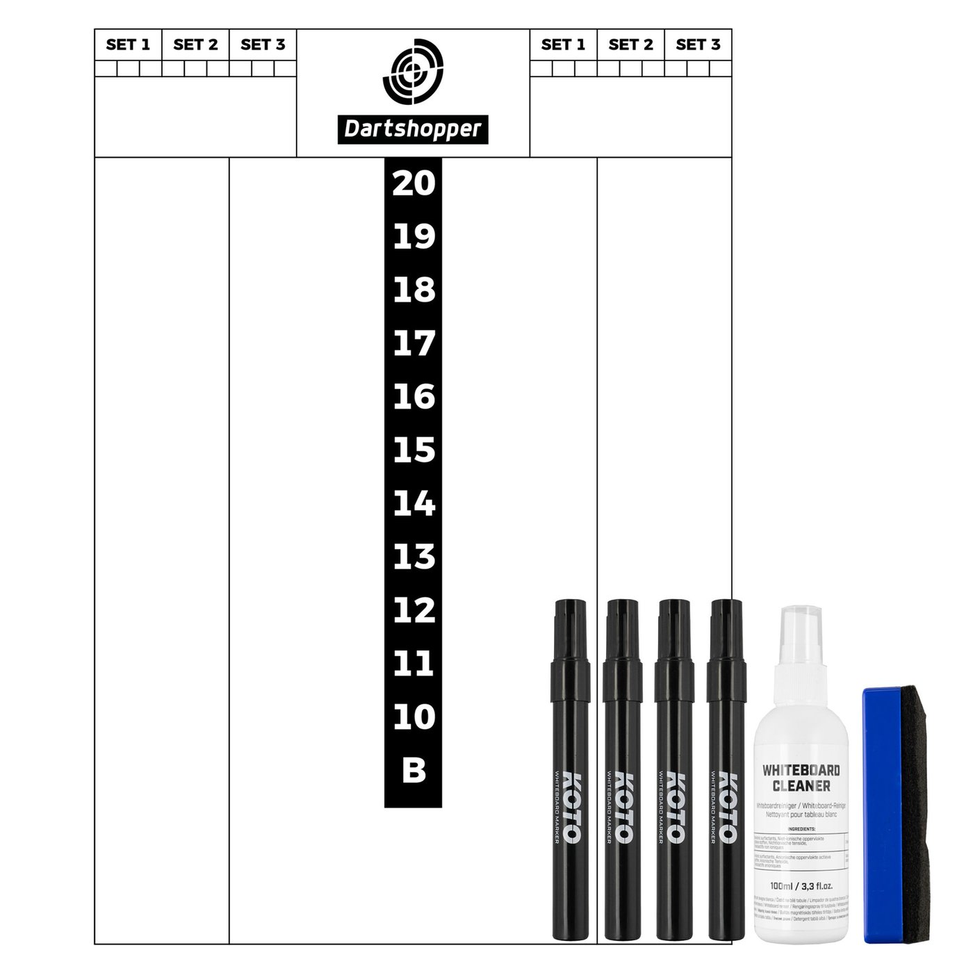 Dartshopper Flex Scoreboard 40x30cm + Whiteboard Marker Set Black