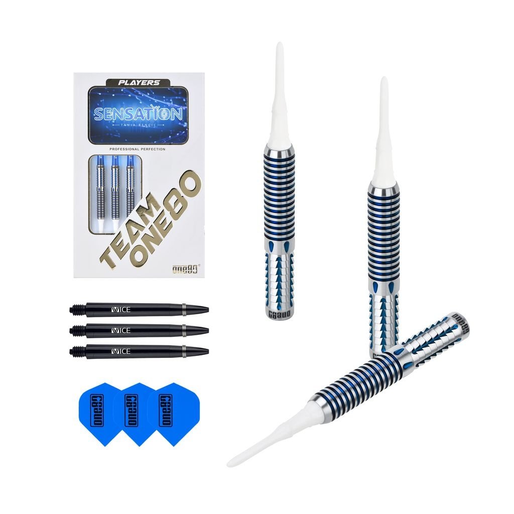 ONE80 Tanja Bencic Sensation Blue 90% Soft Tip Darts