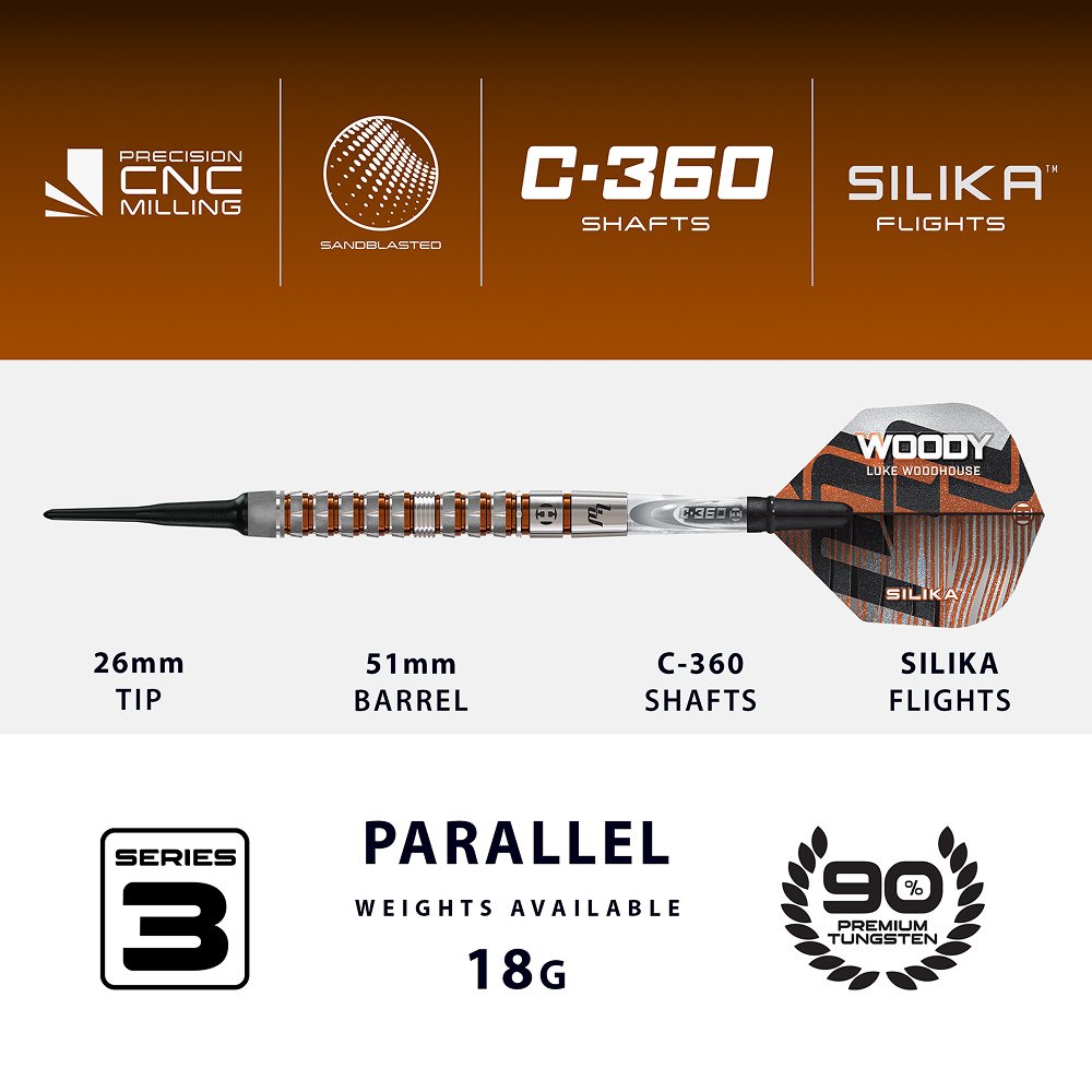 Harrows Luke Woodhouse V3 90% Soft Tip Darts - Dartshopper.com