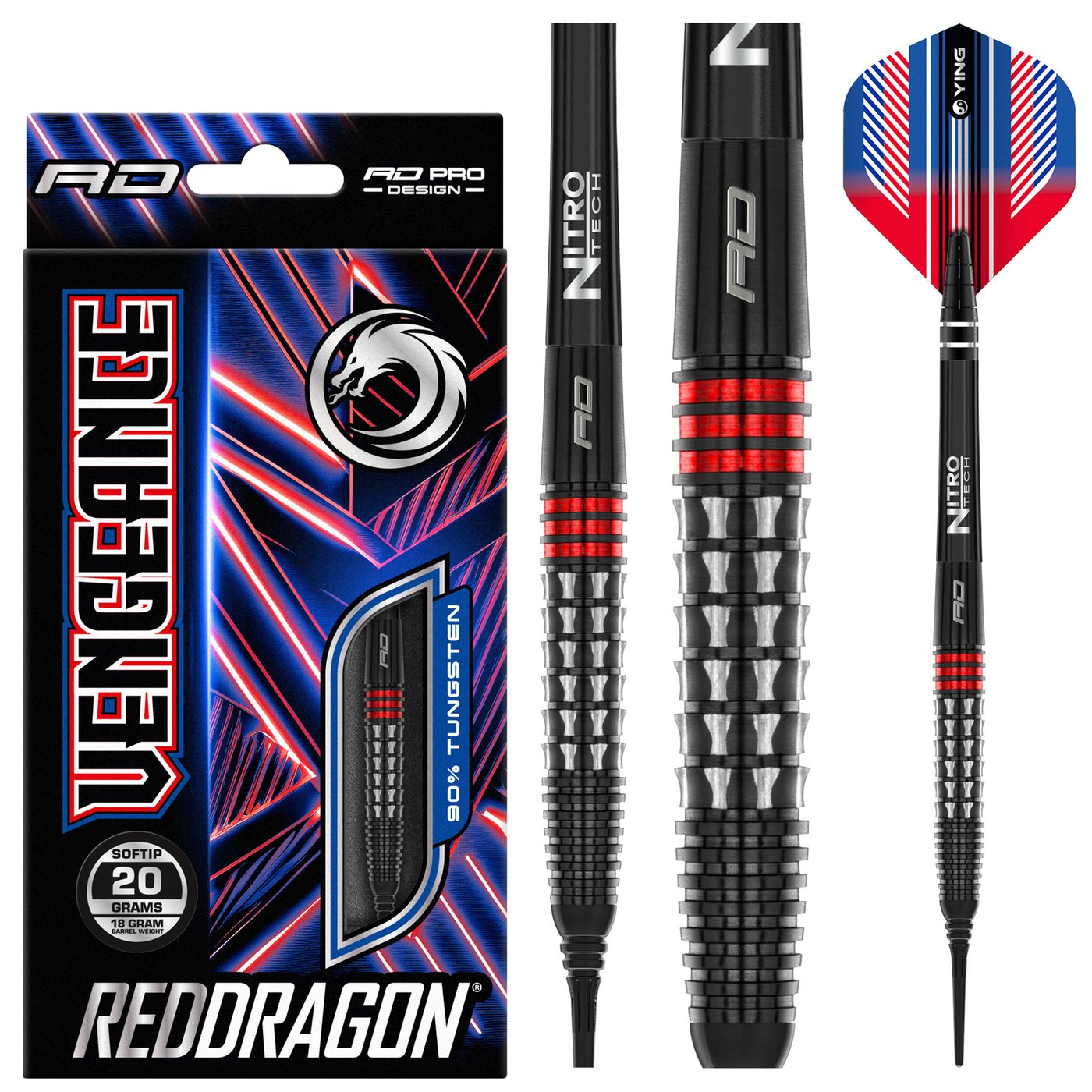 [Tweedekans] Red Dragon Vengeance Red 90% - Soft Tip Darts-20gram