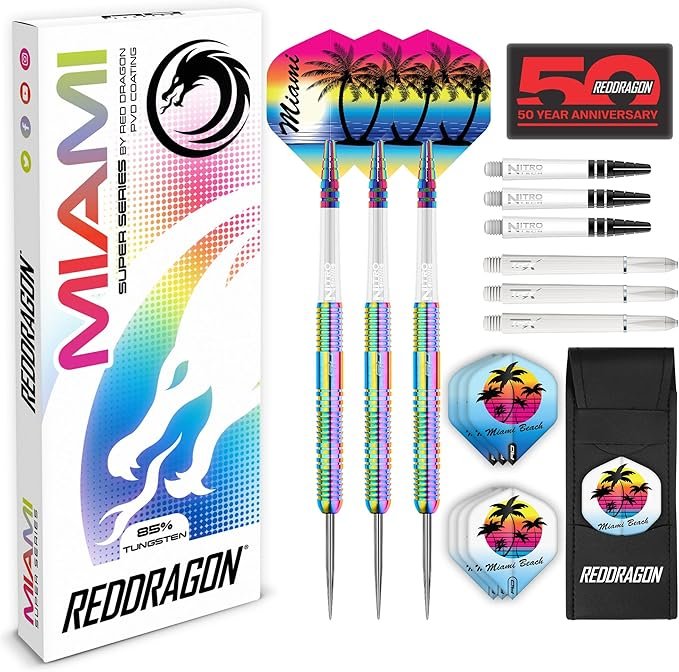 Red Dragon Miami 85% Steel Tip Darts - Dartshopper