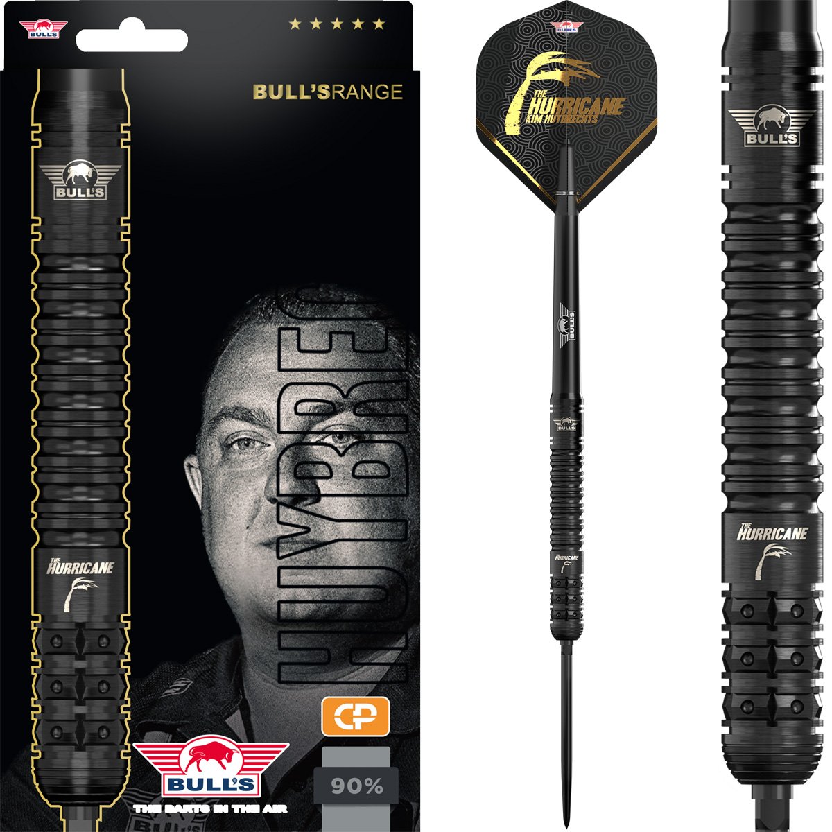 Bull's Kim Huybrechts E2 Black Convertible Point 90% - Steel Tip Darts