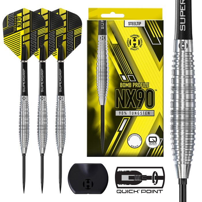 プラセンタ Harrows NX90 Bomb Quick Point 90% Steel Tip Darts - Dartshopper