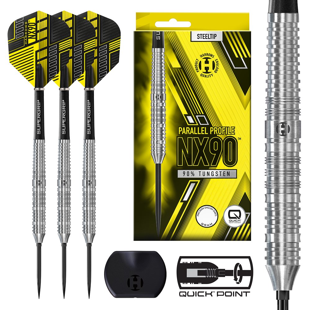 Harrows NX90 Parallel Quick Point 90% - Steel Tip Darts