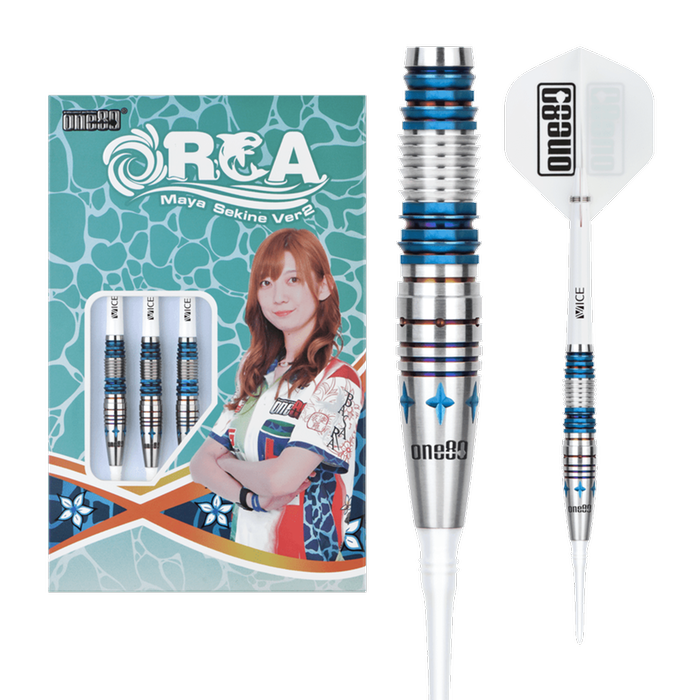 【箱学 】one80 orca ver.2 19g no.5 blue ONE80 Maya Sekine Orca II No.5 Blue 90% Soft Tip Darts
