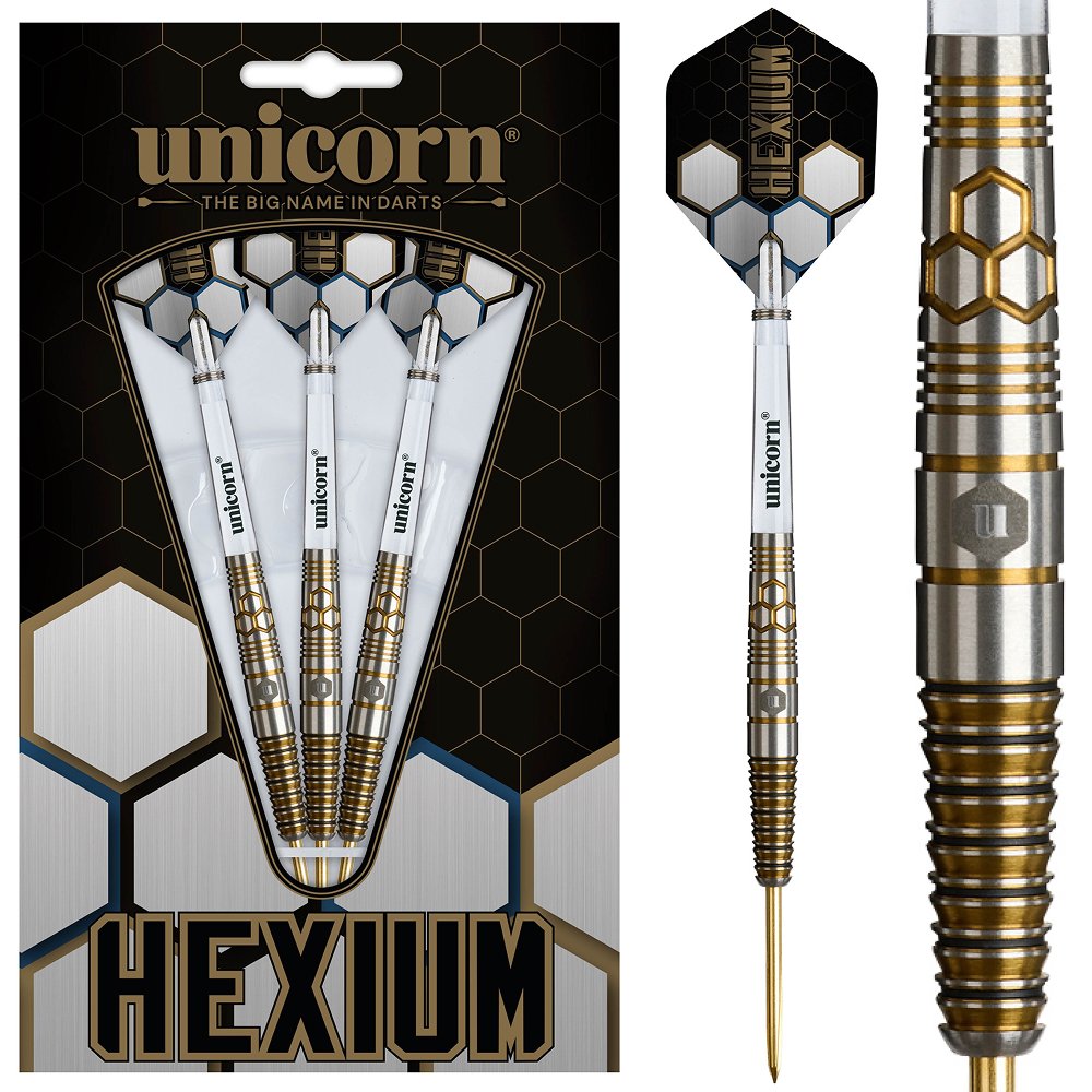 Unicorn Hexium 3 Gold Black 90% Darts - Dartshopper