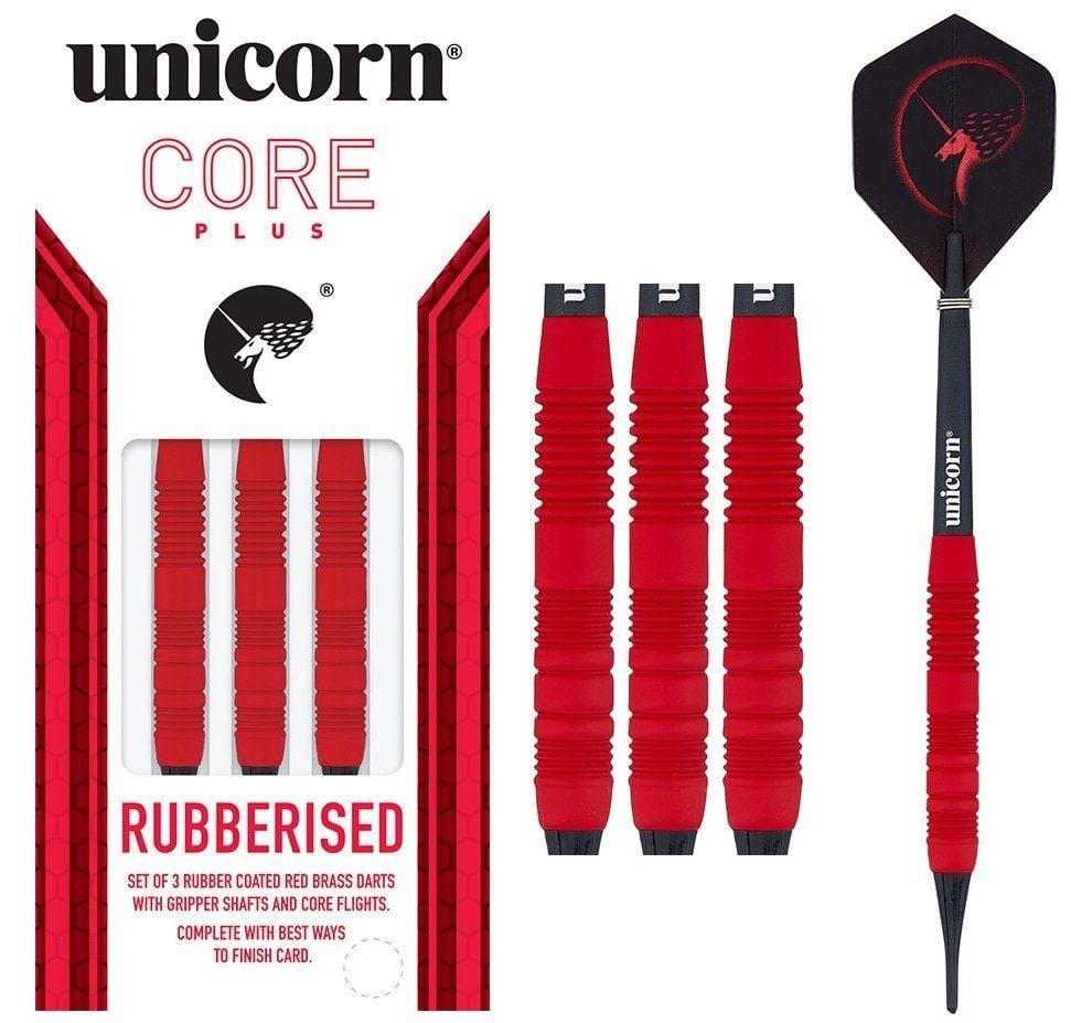Unicorn Core Plus Rubberised Red Soft Tip Darts