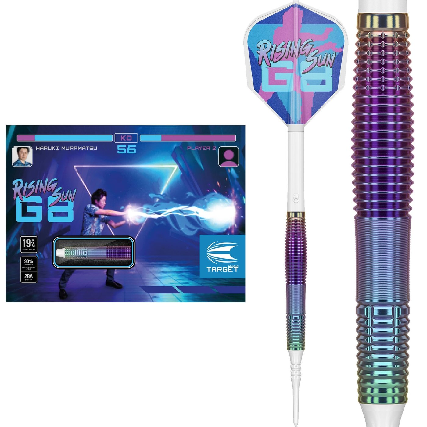 Target Japan Haruki Muramatsu Rising Sun G8 Flight All Grooved 90% Soft Tip Darts