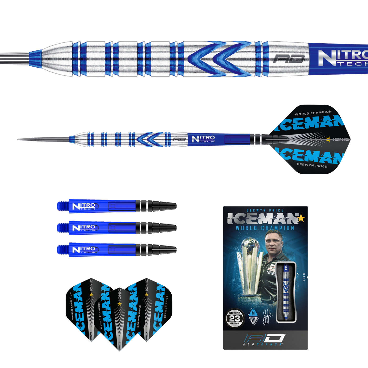 RED DRAGON Gerwyn Price Iceman Nitro Ionic Dart Sleeves Collection 5 Sets Per Pack (15 Sleeves Total RED DRAGON Gerwyn Price Iceman Nitro Ionic Dart Sleeves Collection 5 Sets Per Pack (15 Sleeves Total