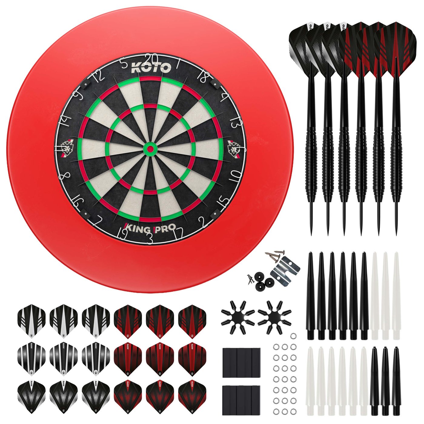 KOTO King Pro + Surround + KOTO Zubehör Kit Steeltip Red 90 Pieces - Dartset