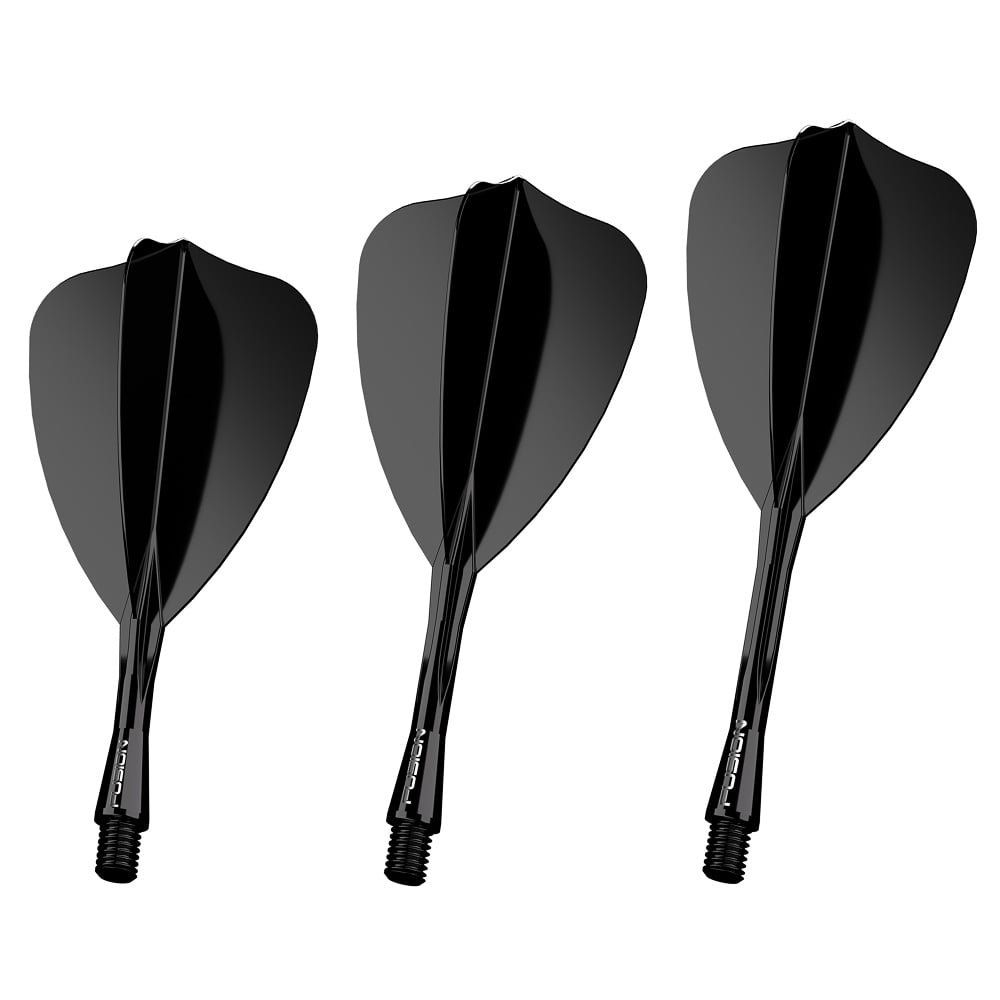 Winmau Fusion – Système Intégré Aile Et Tige Pour Fléchettes – Forme Arrow – Tailles Court/Moyen/Long – Noir