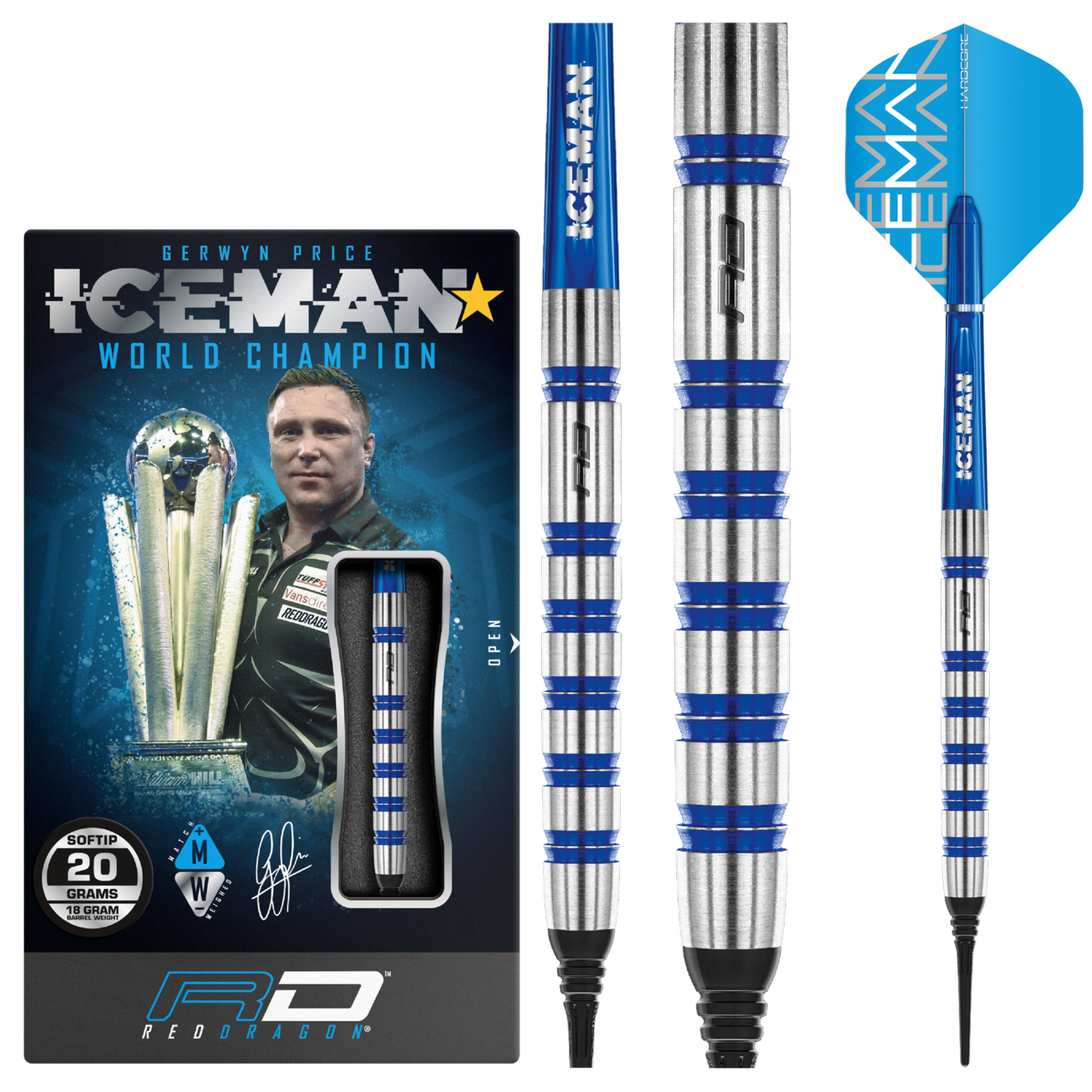 Red Dragon Gerwyn Price Iceman Challenger 80% Soft Tip Darts