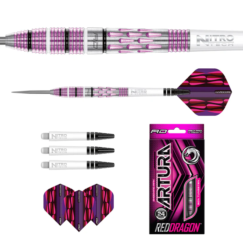 Red Dragon Artura Shocking Pink 90% - Steel Tip Darts