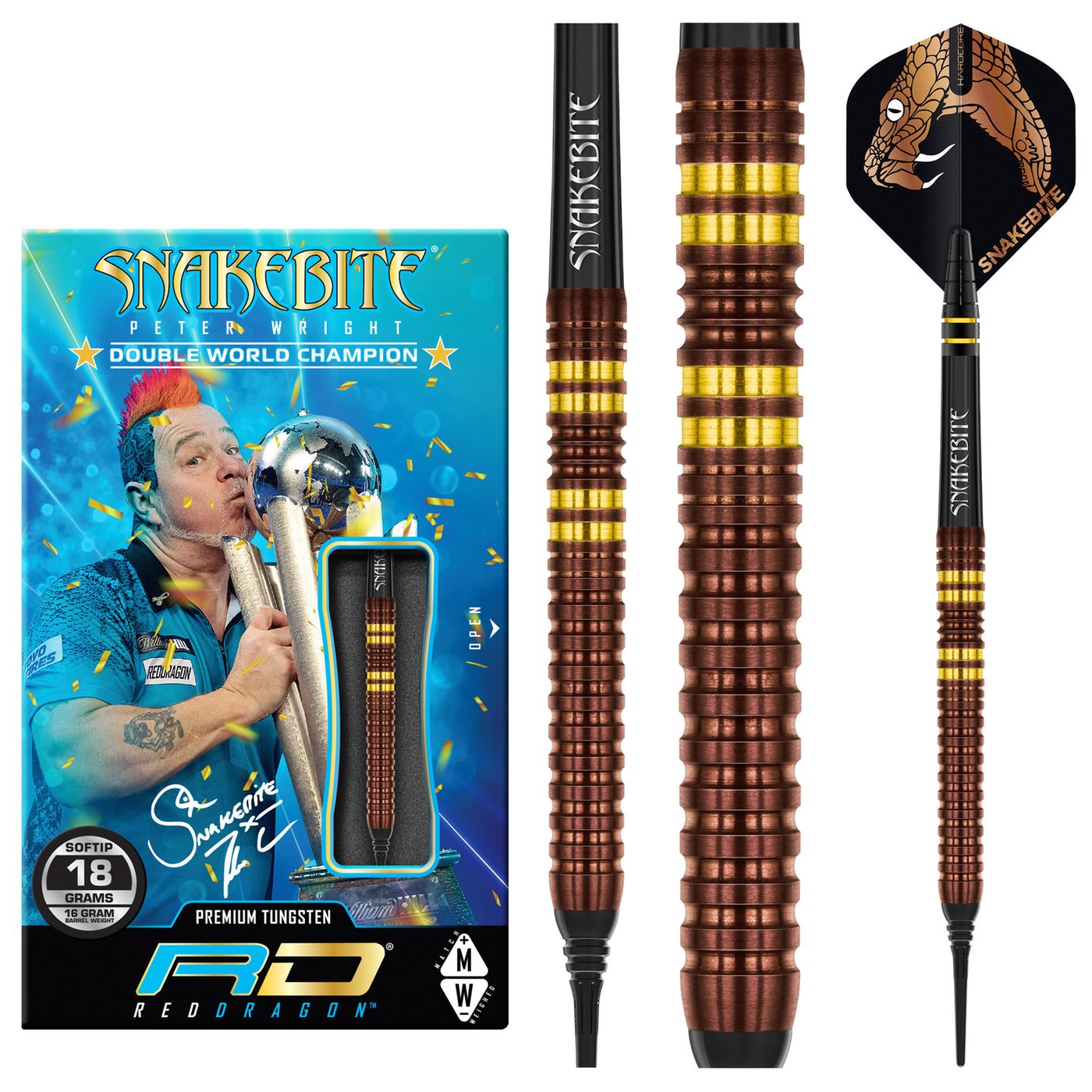 Red Dragon Peter Wright Copper Fusion 90% Soft Tip Darts