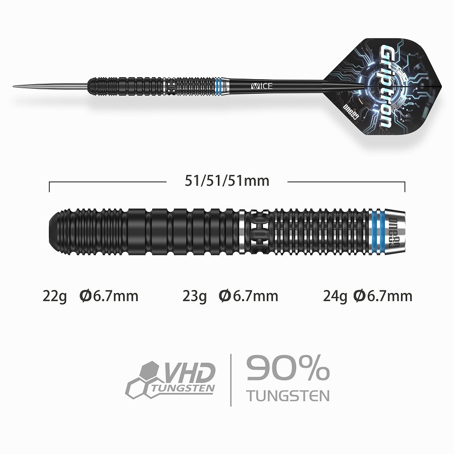 ONE80 Griptron GT4 90% - Steel Tip Darts - Dartshopper.com