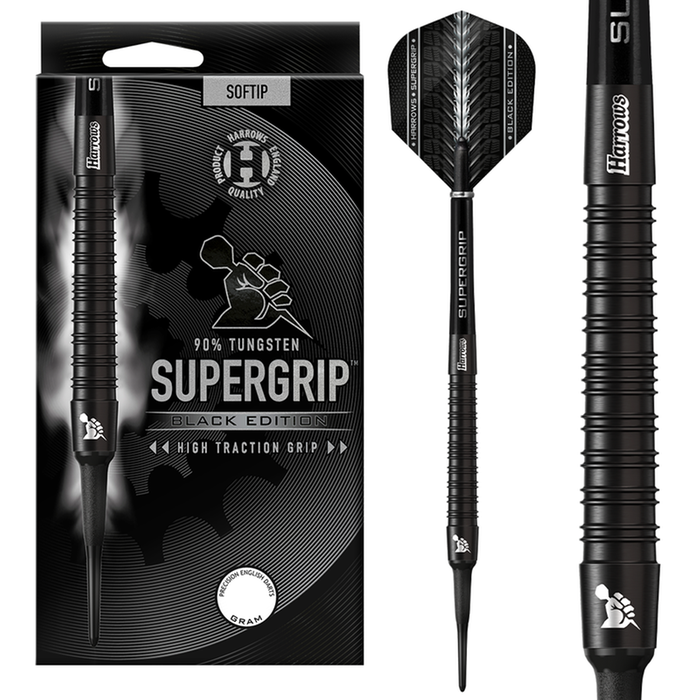 Harrows Supergrip Black 90% Soft Tip Darts