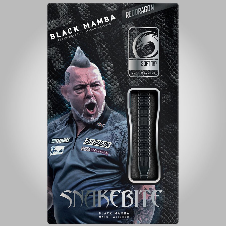 Red Dragon Peter Wright Black Mamba 90% - Soft Tip Darts
