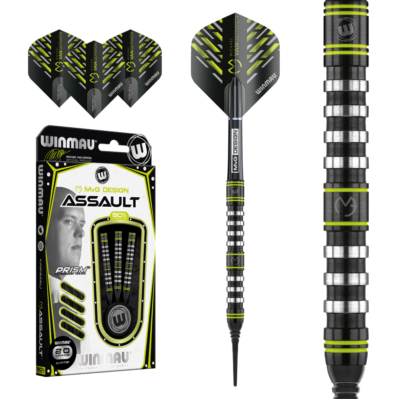 Dardos Winmau Michael van Gerwen Assault 90% Punta de Plástico