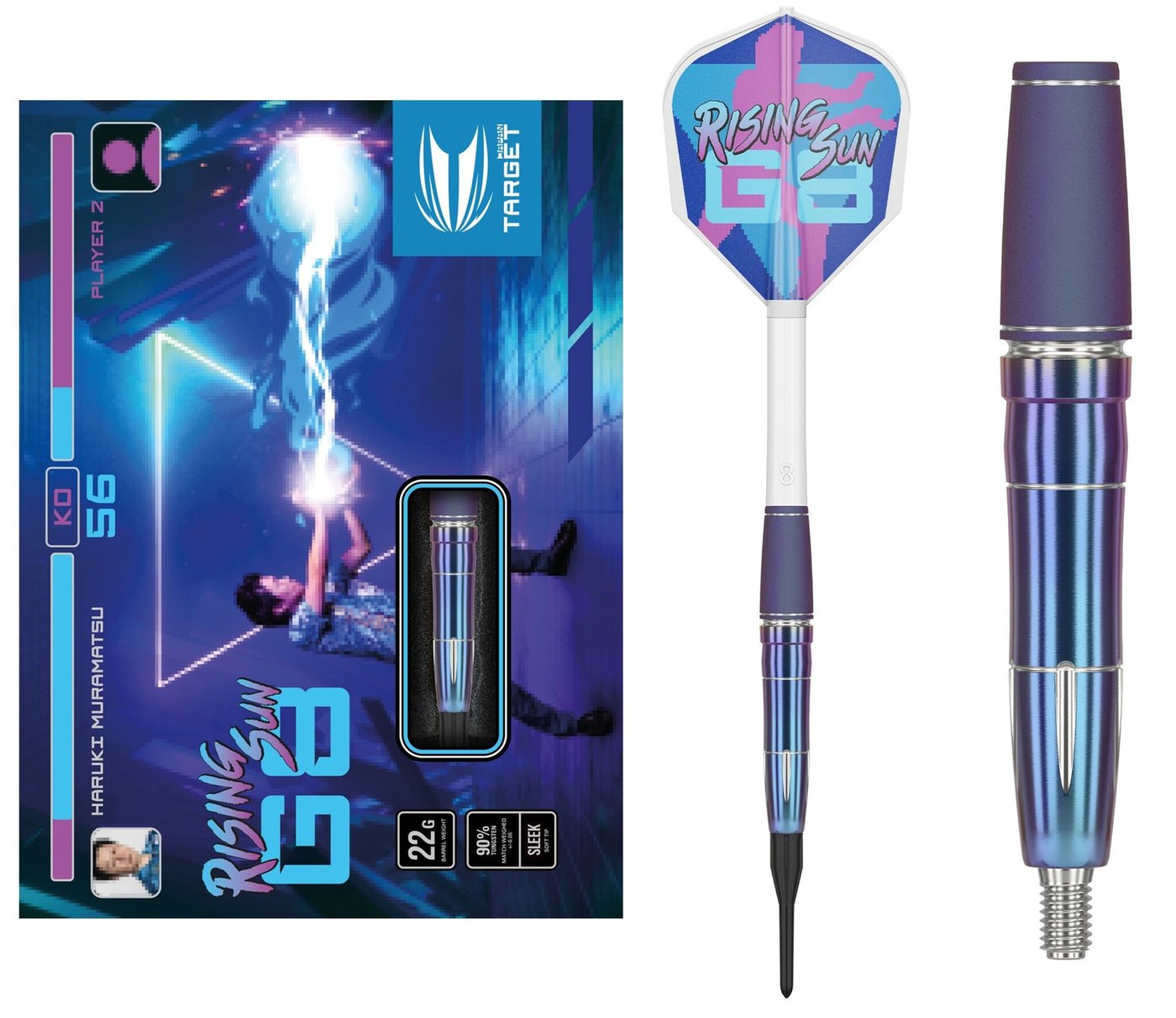 Target Japan Haruki Muramatsu Rising Sun G8 Flight Sleek 90% Soft Tip Darts
