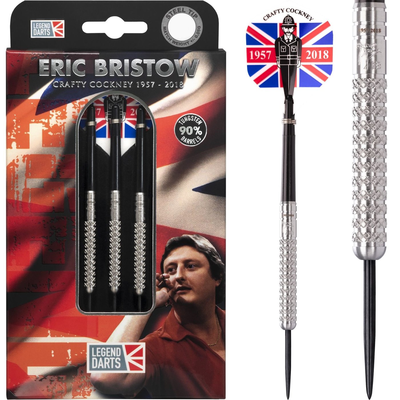 Eric Bristow Crafty Cockney 90% Silver Knurled Darts