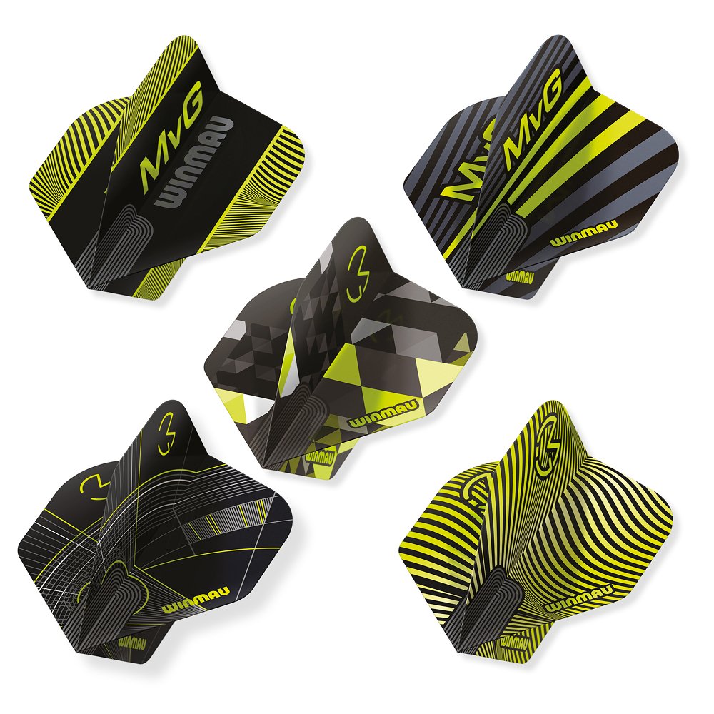 Alette Per Freccette WINMAU Michael Van Gerwen Prism Alpha - 10 Set (30 Alette) Extra Spesse 100 Micron, Nere E Verdi, Per Prestazioni Di Volo Ottimali