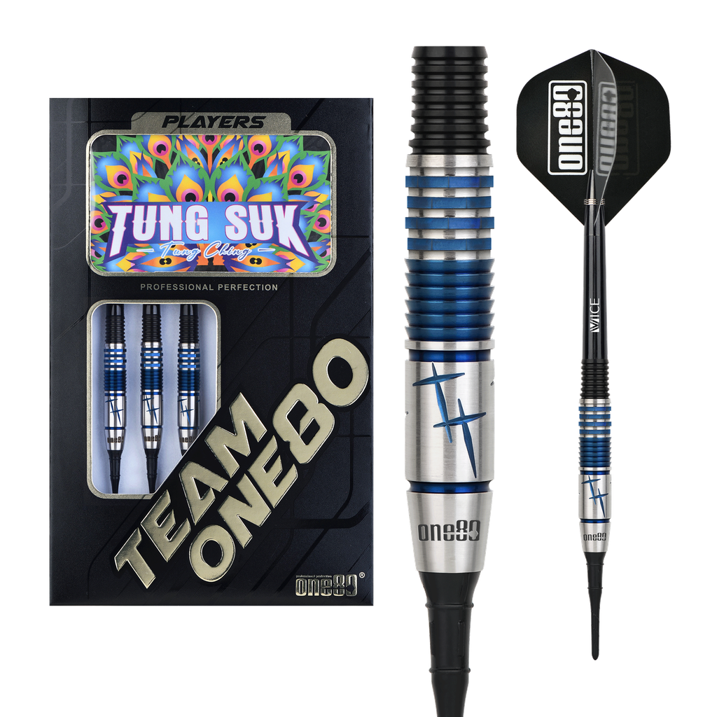 ONE80 Tung Suk Black Blue 90% Soft Tip Darts