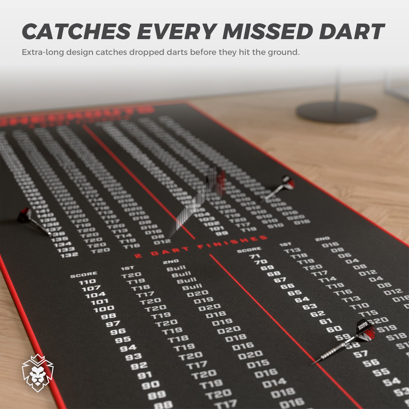 KOTO Carpet Checkout Red 285 x 80cm + oche Dart Mat - Dartshopper.com