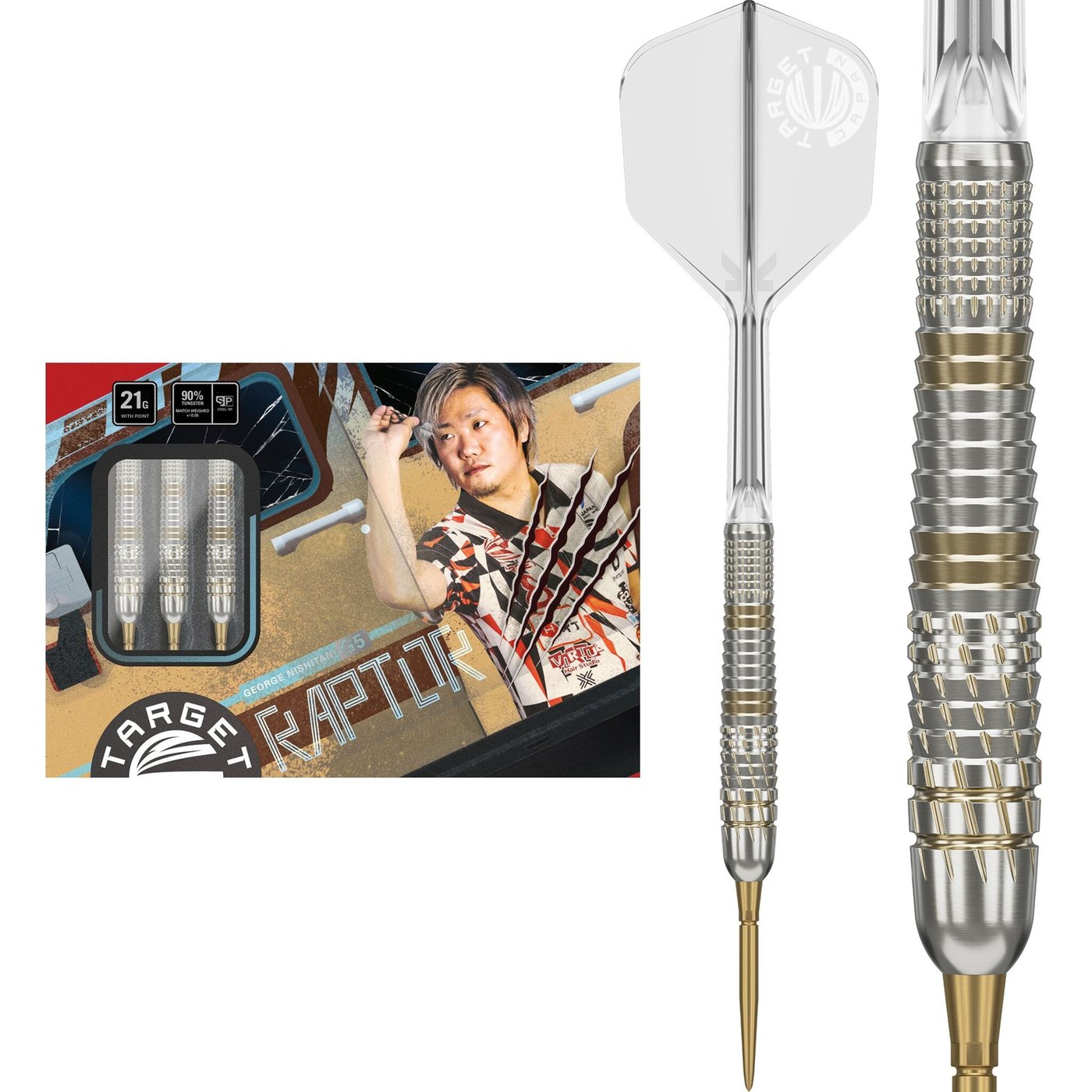 Dardos Target Japan George Nishitani Raptor G5 Swiss Point 90% Punta de Acero