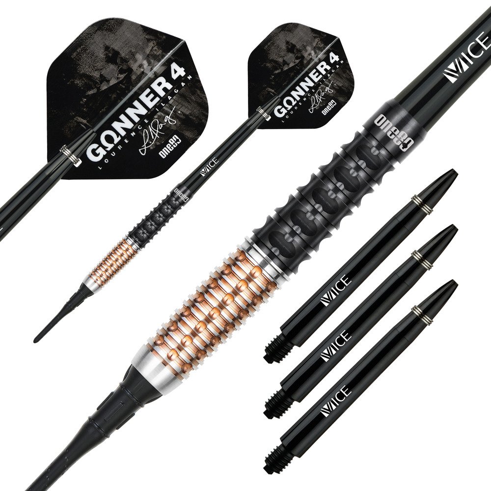 ONE80 Gunner 4 Lourence Ilagan Black Rose Gold 90% Soft Tip Darts