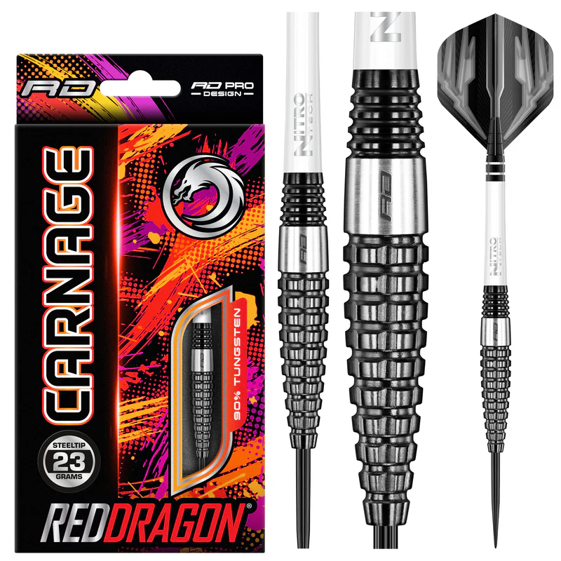 RED DRAGON カーネイジ3 スティール 23g Red Dragon 90% Carnage 3 Steel Tip Darts - Dartshopper.ie