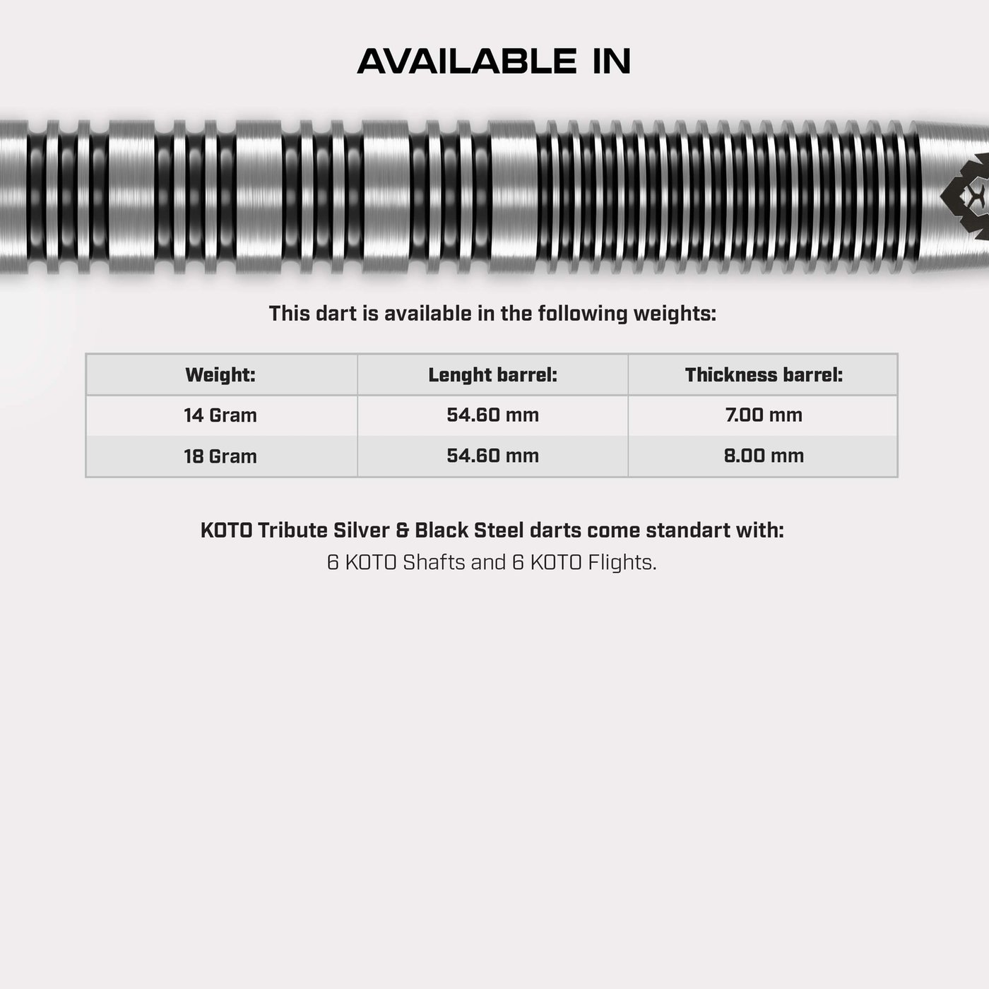 THYRFING blackl ブラックメタル KOTO Tribute Silver & Black Tungsten Look Steel Tip Darts