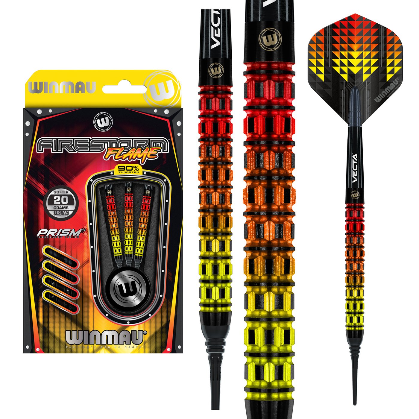 Dardos Winmau Firestorm Flame Straight 90% Punta de Plástico