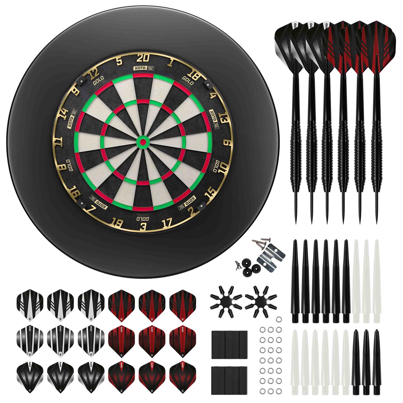 KOTO Gold Label + PU Surround + 2 Sets KOTO Dartpijlen - 90-Pieces - Dartset