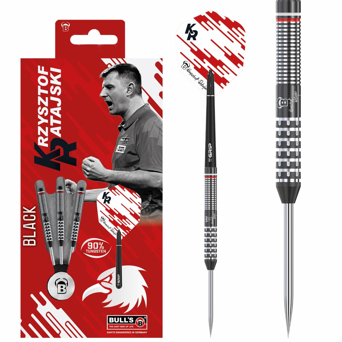 BULL'S Krzysztof Ratajski G2 Black 90% - Steel Tip Darts