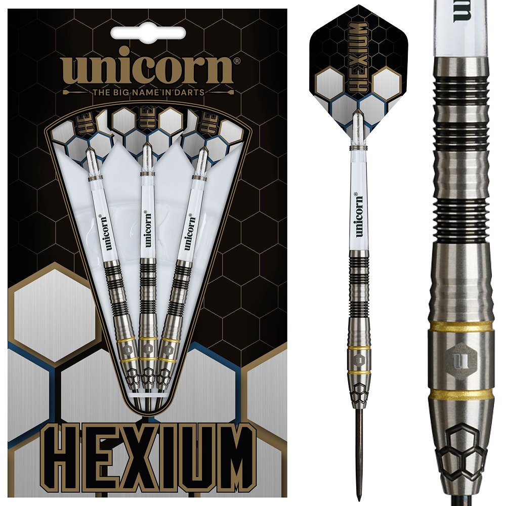 Unicorn Hexium 1 Black Gold 90% - Steel Tip Darts
