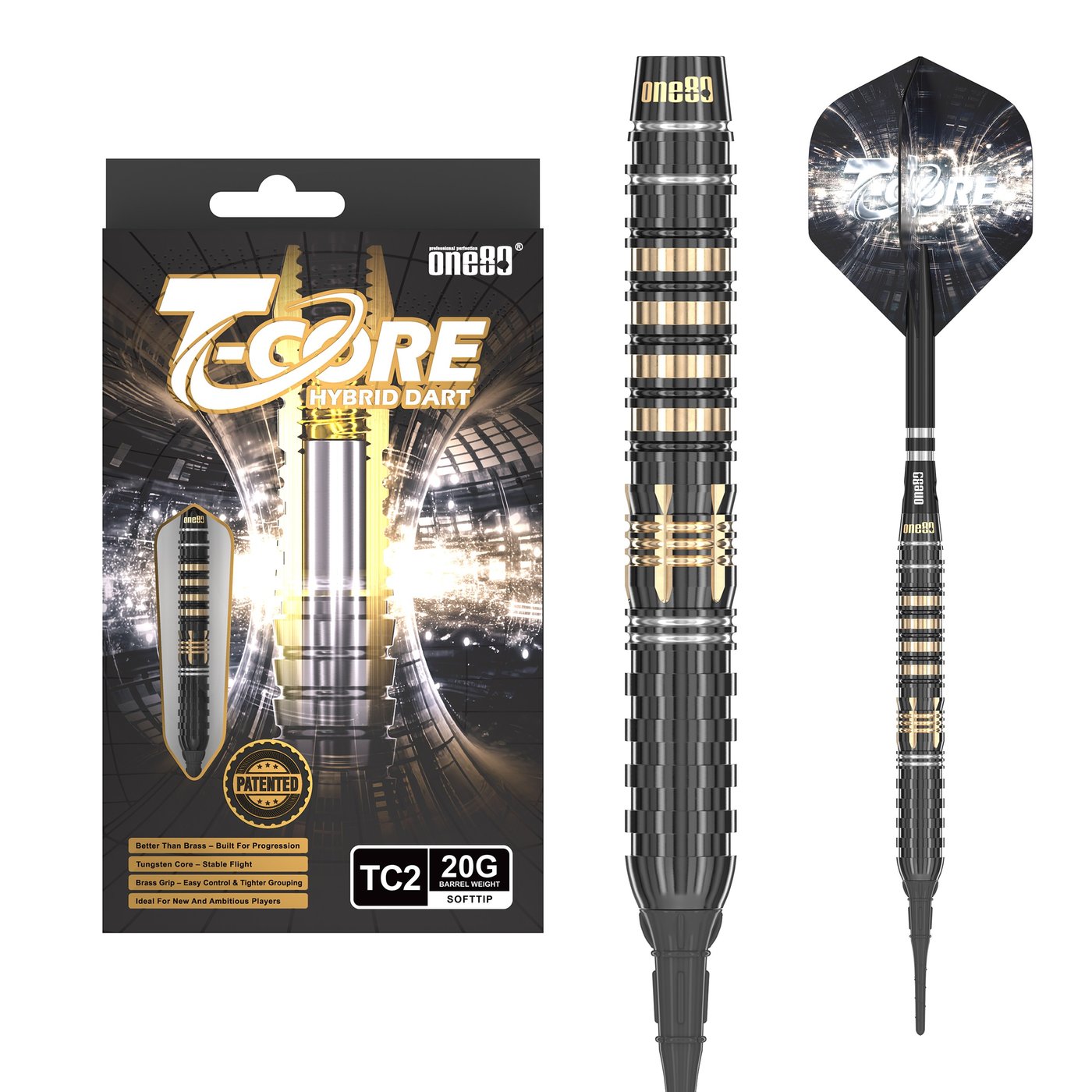 ONE80 T-Core TC2 Hybrid - Soft Tip Darts