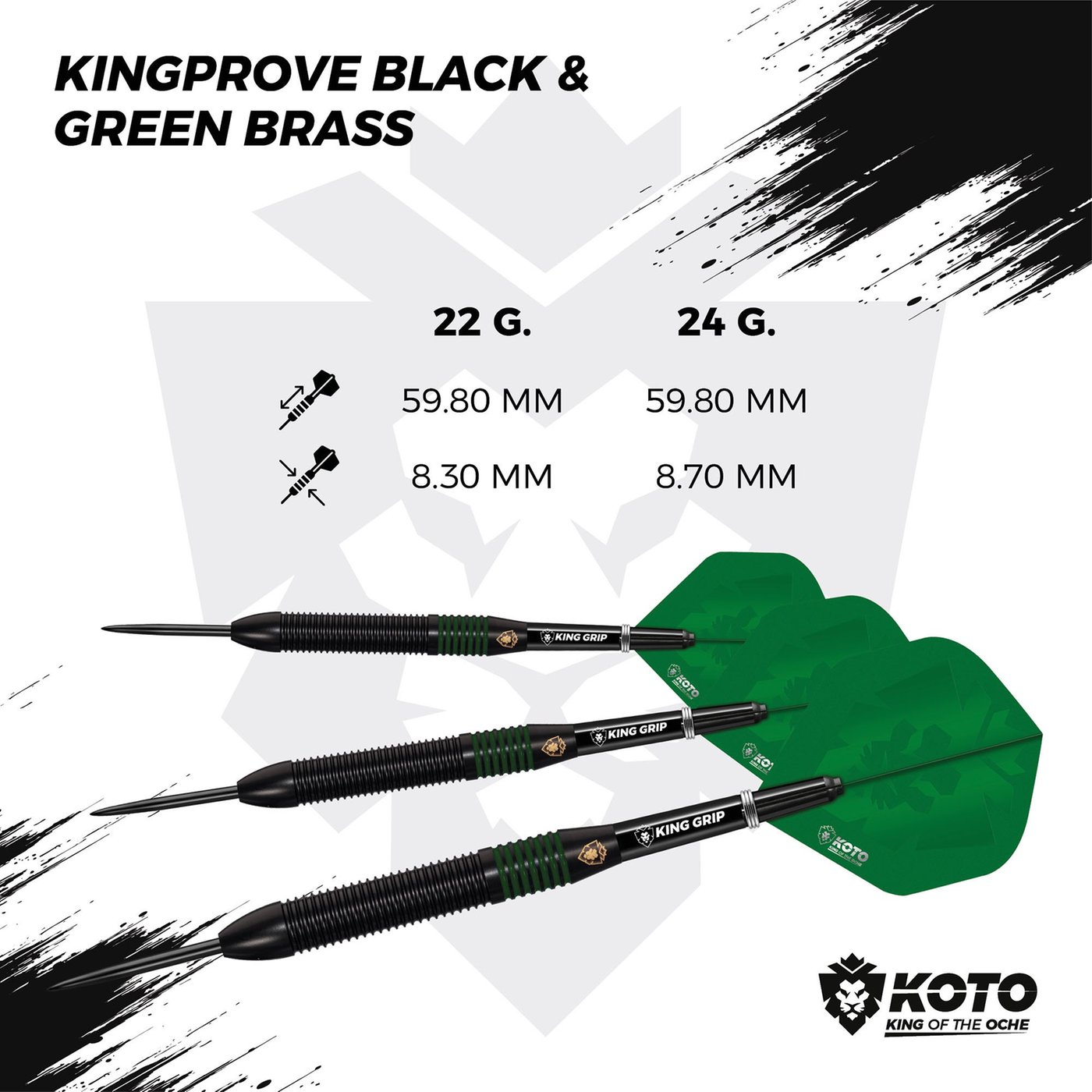 KOTO Kingprove Black & Green Brass - Steeldarts