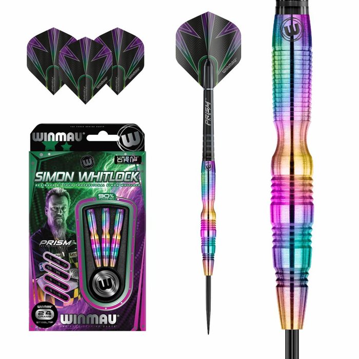 Winmau Simon Whitlock Rainbow 90% - Steel Tip Darts - Dartshopper.com