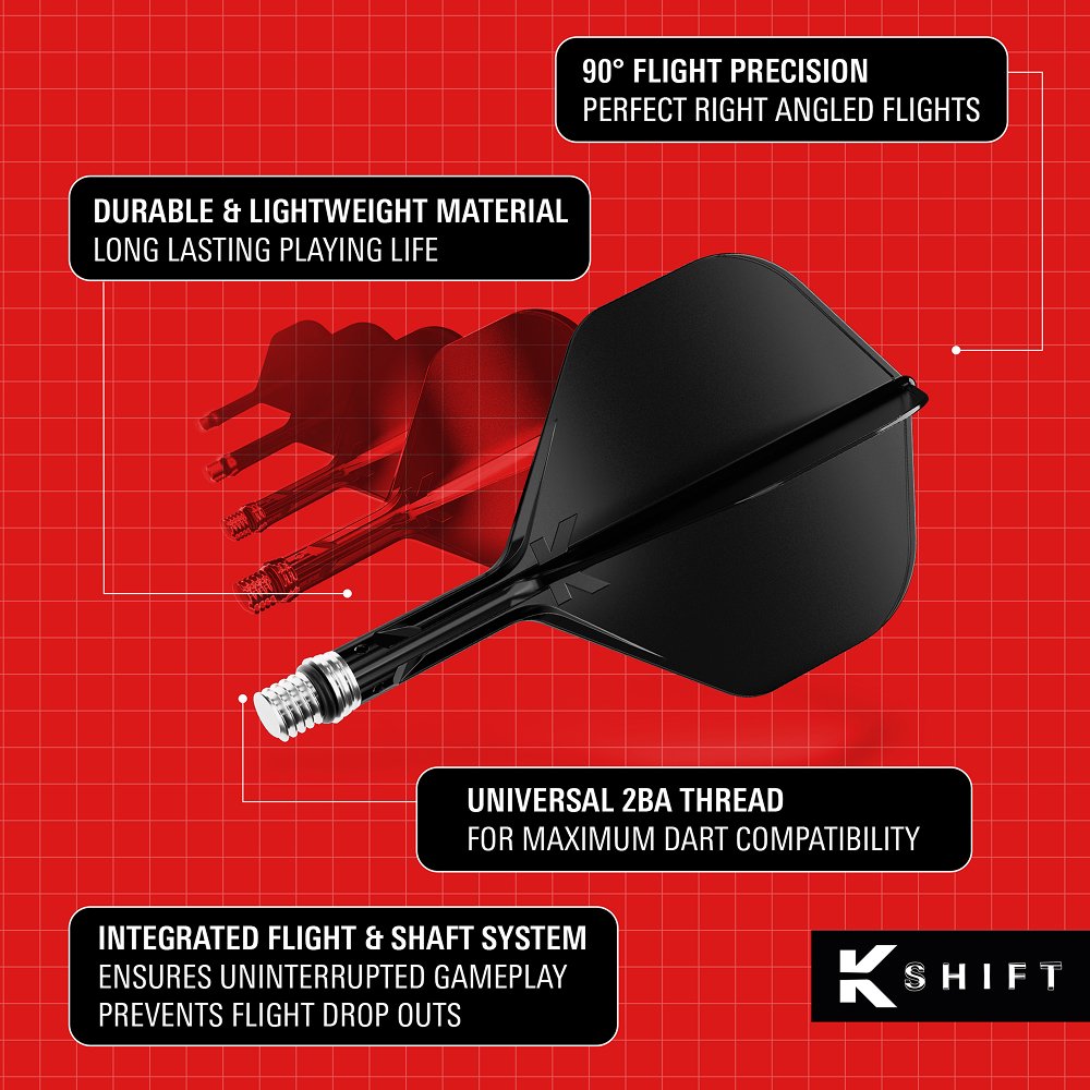 Target K-Shift Black NO2 Dart Flights - Durable & Precise